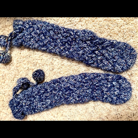 Lands’end knitted slipper socks navy L-XL